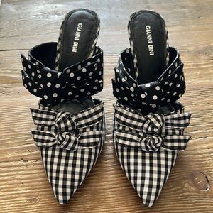 Gianni Bini black and white gingham heeled sandals size 9 new - make a statement
